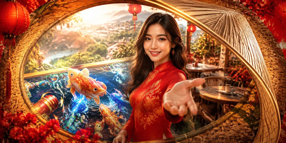 Trò chơi bắn cá trực tuyến tại Đà Lạt với hình ảnh nón lá truyền thống Việt Nam
